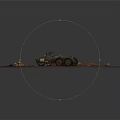 Retro Industrial Multi Wheeled Vehicle With Yellow Orange Containers On Red Ground