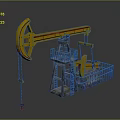 Yellow Oil Pump Jack with Metal Platform and Support Structure for Petroleum Extraction 3d model