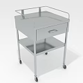 Silver Wheeled Utility Cart With Drawer Lower Shelf And Top Rail