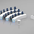 Modern Monitoring Room With Control Consoles Multiple Screens Office Chairs And Podium