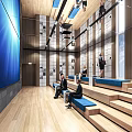 Modern Interior Space With Tiered Seats Large Screen And Wooden Floors