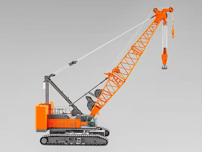 Orange Crawler Crane For Heavy Lifting Tasks On Construction Sites 3d model