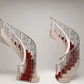 Stairs Rotation Stairs Stairs Red Carpet Handrail 3d model