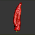 Fresh Red Chili Pepper With Green Stem On Dark Reflective Surface 3d model