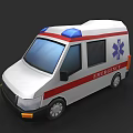 Ambulance Vehicle With Blue Emergency Lights Red Stripes Medical Symbol And Emergency Text