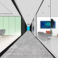 Public Office Space With Open Layout Desks Computers Ergonomic Chairs And Ceiling Lights