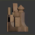 Wooden Building Blocks Forming Castle Structure With Towers And Arches