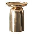 Modern Gold And Black Coffee Tables With Cylindrical Base And Round Tray Top