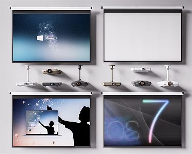 Modern projector screen combination 3d model