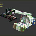 Industrial White Forklift With Large Wheels Cab And Mechanical Grab Arm