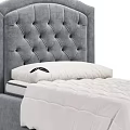Single Bed with Gray Tufted Upholstered Headboard White Mattress and Comforter 3d model