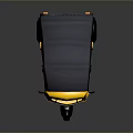 Yellow And Black Three Wheeled Vehicle With Gray Roof And Blue Seats