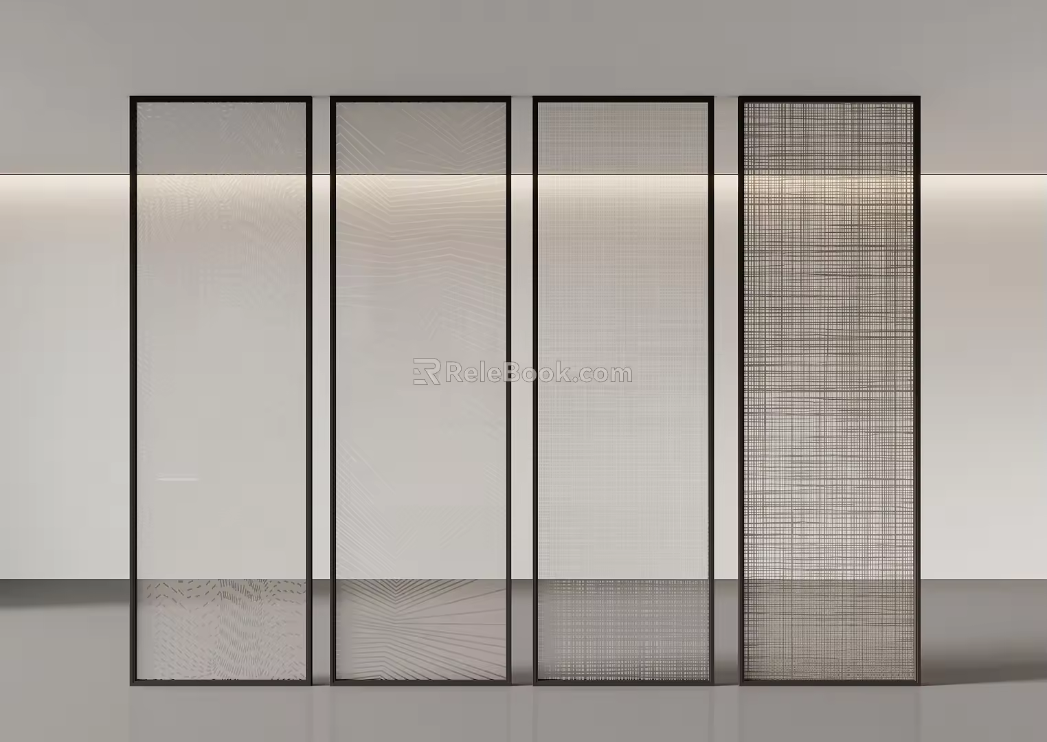 Wire-clamped glass screen partition 3d model