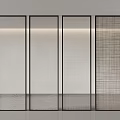 Wire-clamped glass screen partition 3d model