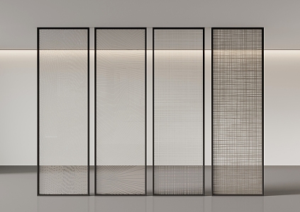 Wire-clamped glass screen partition 3d model