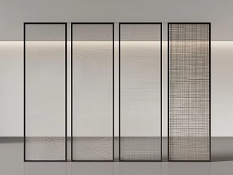 Wire-clamped glass screen partition 3d model