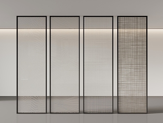 Wire-clamped glass screen partition 3d model