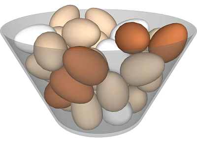 Decorative Ornament Set With Transparent Bowl And Various Colored Eggs For Home Decor 3d model