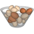 Decorative Ornament Set With Transparent Bowl And Various Colored Eggs For Home Decor