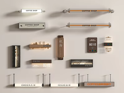 Diverse Stylish Shop Sign Wall Lights With Modern Designs For Retail Cafes And Stores 3d model