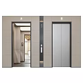 Modern Ornament Combination for Elevator Interior with Silver Doors and Beige Walls 3d model