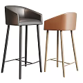 Modern Black and Brown Leather Bar Stools With Backrest and Sturdy Leg Design