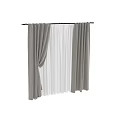 Elegant Dark Gray Curtains With White Sheer Layer And Metal Rod Design