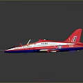 Red and White RAF Themed Aircraft with Roundels on Wings and Shiny Exterior