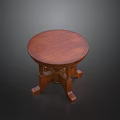 Round Wooden Table With Classic Circular Tabletop And Intricate Base Design 3d model