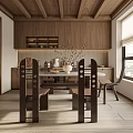 Cozy Natural Wood Restaurant Interior Design With Open Kitchen And Large Windows For Bright Daylight