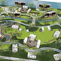 Scenic Camping Site With Cabins Green Spaces Water Features And Recreational Walking Paths