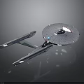 Enterprise Starship With Disc Shaped Hull And Silver Blue Engine Nacelles For Space Exploration