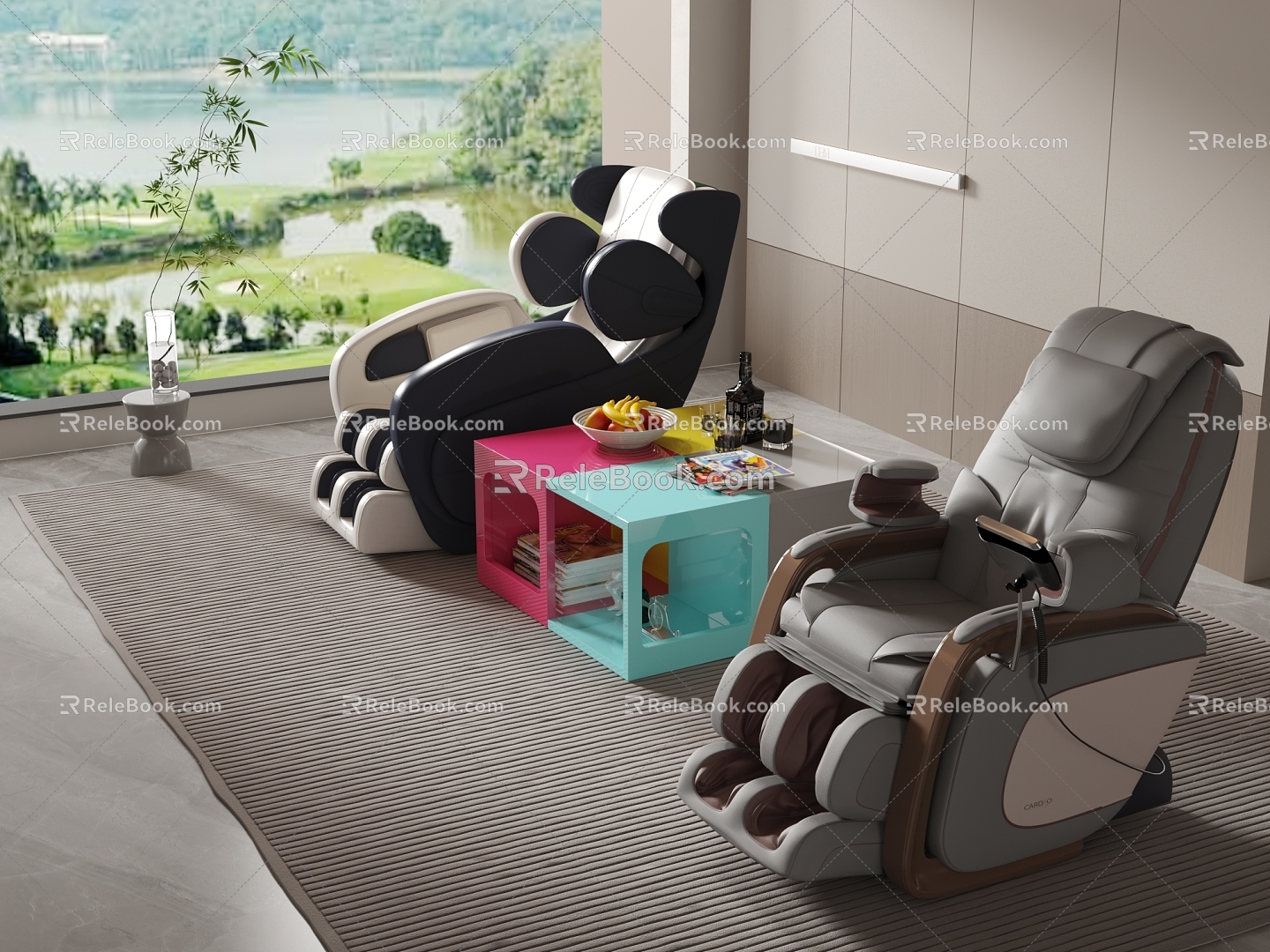 Massage Chair Coffee Table Combination Banana Books 3d model