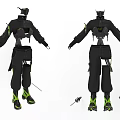 Stylish Black Green Techwear Clothing Design With Functional Sleeves Pants And Accessories