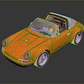 Orange Porsche Classic Convertible Car with Shiny Exterior Black Top and Silver Wheels