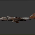 Rusted Abandoned Airplane Wreckage With Damaged Fuselage And Broken Wings