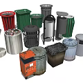 Public Facilities Various Types Of Outdoor Waste Bins In Different Colors