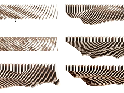 Modern Wavy Striped Ceiling Design With Dynamic Patterns For Interior Decor 3d model