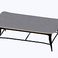 Modern Minimalist Coffee Table With Gray Woven Top And Black Metal Legs