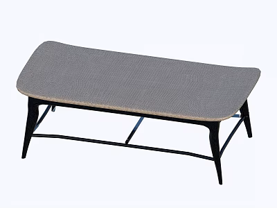 Modern Minimalist Coffee Table With Gray Woven Top And Black Metal Legs 3d model