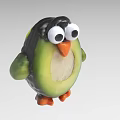 Adorable Avocado Penguin Figurine Featuring Green Body Black Head White Eyes And Orange Feet