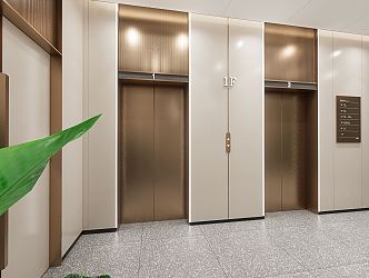 modern elevator hall elevator car 3d model