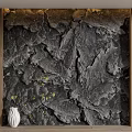 Dark Textured Background Wall With Natural Stone Texture Wooden Frame And White Vase