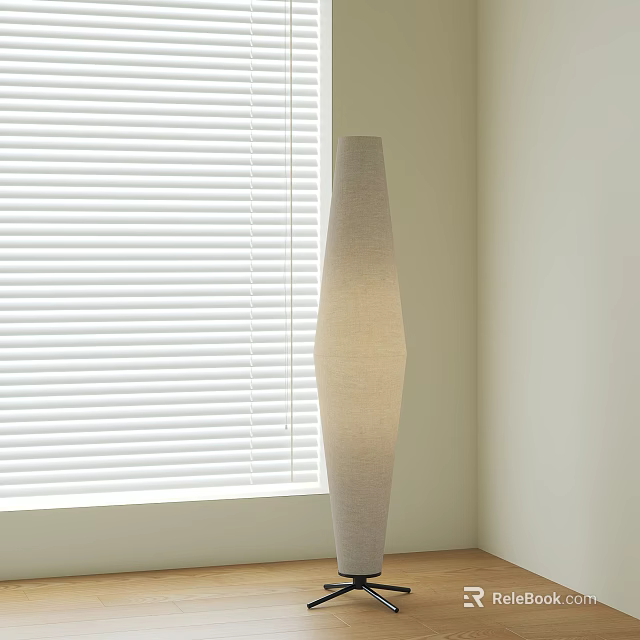 Stylish Floor Lamp in Corner of Room with White Blinds and Light-Colored Walls Interior Design 3d model 