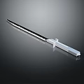 Sleek Sword With Metal Blade And White Scabbard Showcased On Dark Background