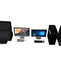 Office Electronics Setup Including Printer Monitor Tower And Coffee Machines 3d model