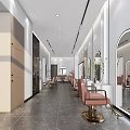 Elegant Modern Hair Salon Interior With Stylish Chairs Mirrors And Decorative Plants