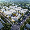 Aerial View Planning Of Modern Tech Park With Greenery And Roads