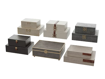 Stylish Decorative Box Ornament Set With Various Colors And Stacked Design 3d model