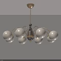 Elegant Brass Chandelier with White Glass Spherical Bulbs and Metal Frame for Home Ceiling Lighting